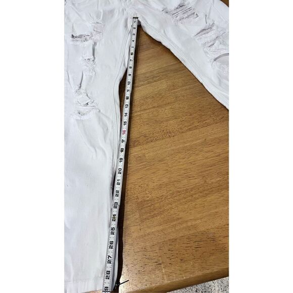 KDNK Men's Ripped Ankle Zip Tapered Leg Skinny White Jeans Light Wash Size 36 - Picture 8 of 14